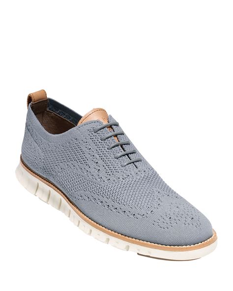 Cole Haan Men S Zerogrand Knit Wing Tip Oxford Gray Neiman Marcus