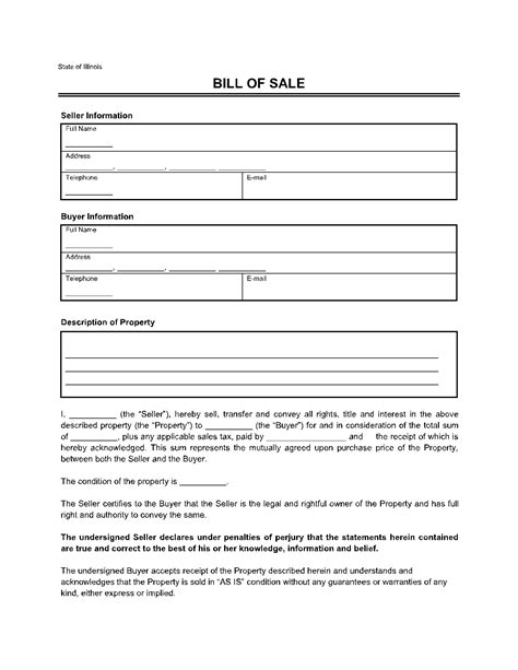 Illinois Bill of Sale 1