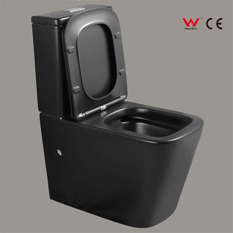 CE Watermark Two Piece Closestool Rimless Siphonic Matte Black Wc Bowl