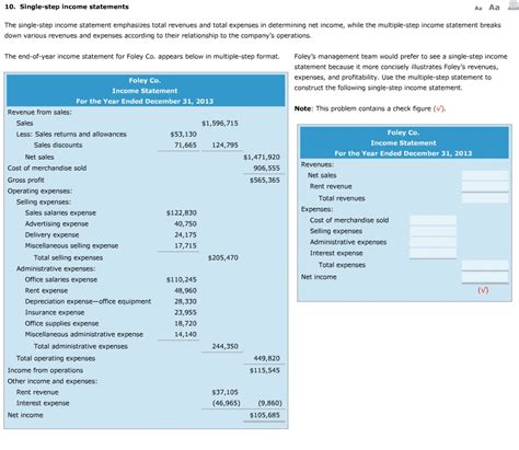 Solved 10. Single-step income statements The single-step | Chegg.com