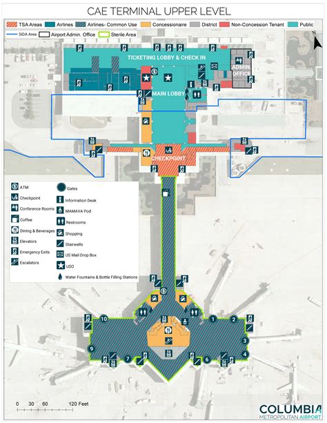 Columbia Metropolitan Airport Terminal Map (2025-2024) - All Maps