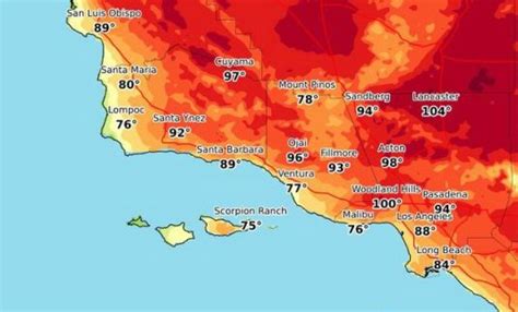 Weather Map For Southern California - Cities And Towns Map