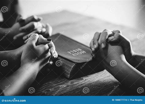 Black and White of Group People Praying Worship Believe Stock Photo ...