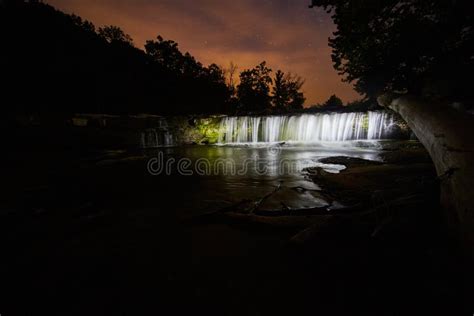 Glowing White Waterfalls at Night Under a Star Filled Sky at Cataract ...