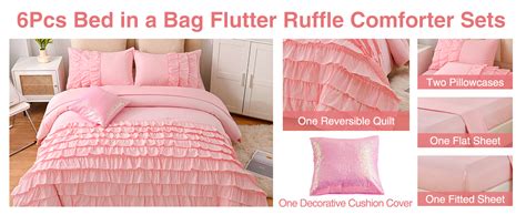 A Nice Night Waterfall Flutter Ruffle Comforter Setruffled Textured Soft Chic