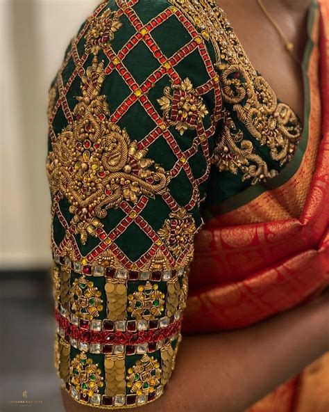 Gorgeous Green Color Bridal Blouse With Bead Gold Thread And Stone