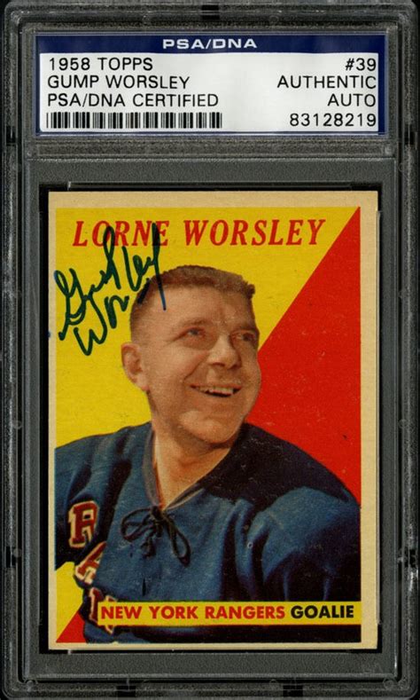 Gump Worsley Autographed Signed 1958-59 1958 Topps Hockey~#39~ ~PSA/DNA Autograph