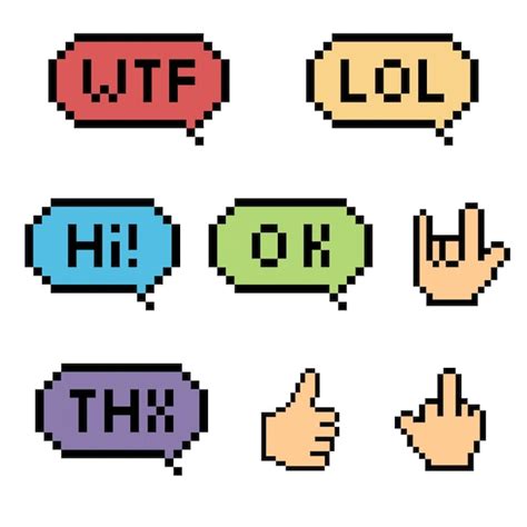 Premium Vector Pixel Speech Bubbles Words And Hand Sign Pixelated