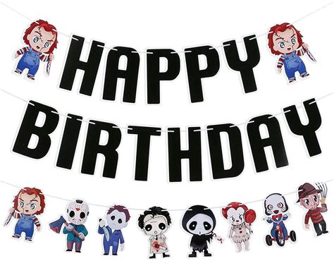 Friday The 13th Party Decorations Happy Birthday Black Banner And Horror Halloween Banner