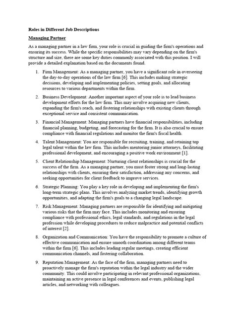 Roles In Different Job Descriptions Pdf Law Firm Paralegal