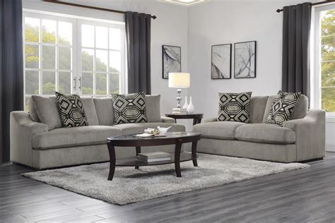 Transitional Gray Microfiber Sofa And Loveseat Furniture Of America