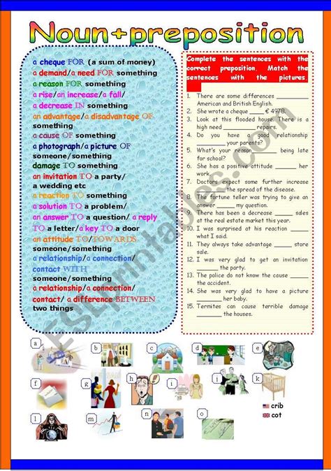 Nounpreposition Esl Worksheet By Ptienchiks