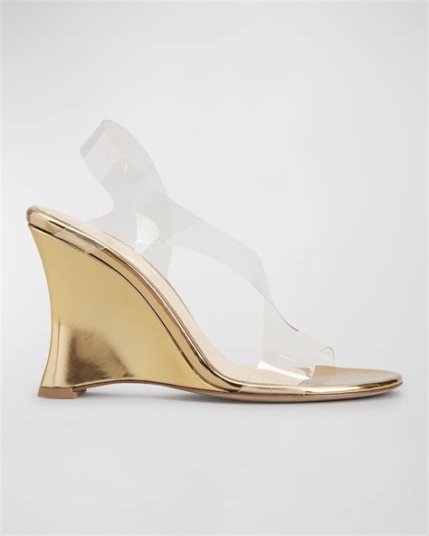 Valentino Garavani Rockstud Metallic Wedge Espadrille Sandals Neiman