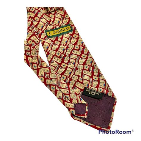 Jerry Garcia Silk Necktie Van Goghs Tree Collection Red Tan Blue