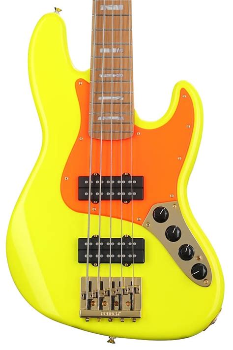 Fender Mononeon Jazz Bass V Fluorescent Yellow Reverb