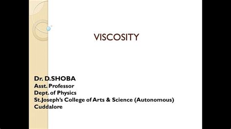 Sjctnc Ph Properties Of Matter Unit V Viscosity Youtube