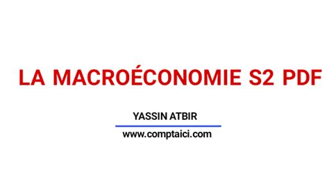 La Macroeconomie S2 Cours Et Exercices Pdf Compta Ici