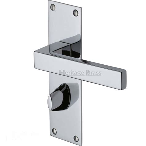 Heritage Brass Metro Door Handle On Flat Bathroom Plate Polished Chrome Handles4doors