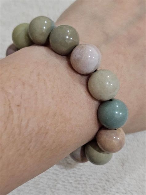 Milky Alashan Stone Bead Bracelet On Carousell