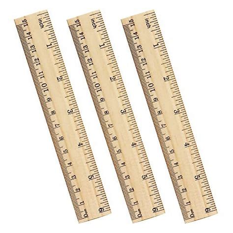 3 Pack Wooden Ruler 6 Inch Rulers Bulk Wood Measuring Ruler For