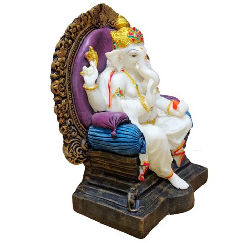 Chaturbhuj Gajanan White Marble Look Ganesha Murti At Best Price In Meerut