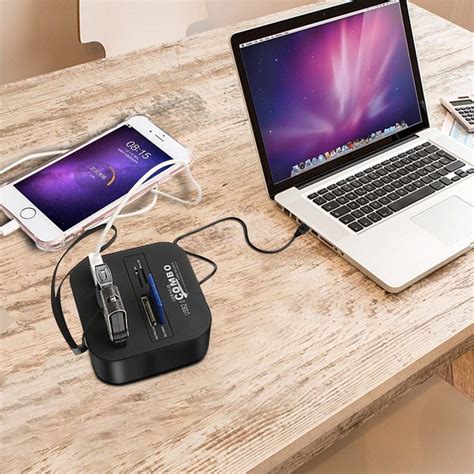 Technotech All in One Combo Card Reader & 3 Port USB 2.0 Hub Multi Color