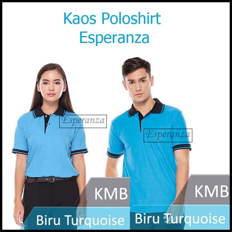 Jual Polo Shirt Esperanza Biru Turkis Lacost Super Kombinasi Kaos Polos