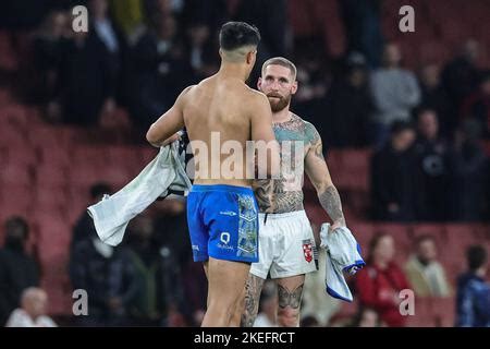 Sam Tomkins Of England And Joseph Suaalii Of Samoa Swaps Shirts During