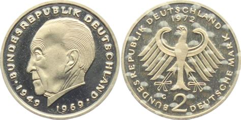 Deutschland BRD 1972 G 2 Mark Konrad Adenauer PP MA Shops