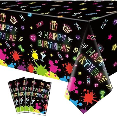 Amazon Pack Glow Party Table Covers Neon Tablecloths Disposable