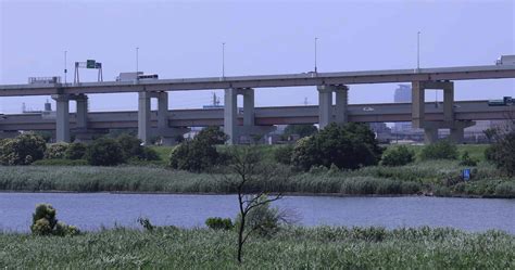 A traffic jam at the downtown street and highway telephoto shot ...