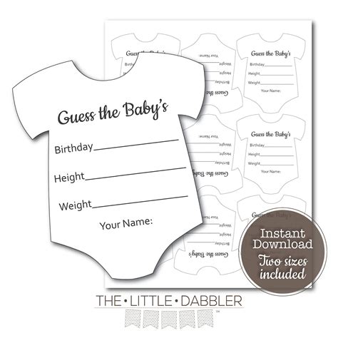 Guess The Baby S Stats Baby Shower Onesie Prediction Game Etsy