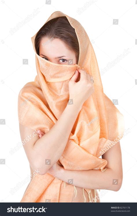 Portrait Naked Girl Transparent Shawl Stock Photo Shutterstock