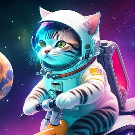 Lindo Gato Astronauta Con Un Traje Espacial Un Gato Astronauta Muy