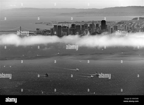 Aerial View Above Sailboat Racing San Francisco Bay San Francisco