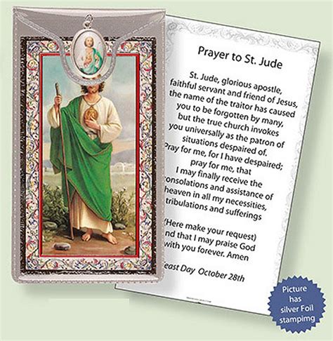 St Jude Picture Medal With Prayer Card