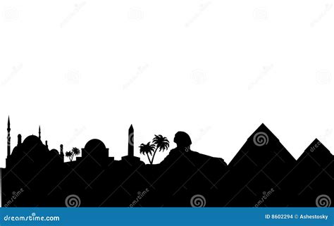 Egypt Skyline And Landmarks Silhouette Stock Vector Illustration Of