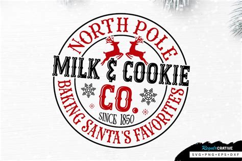 North Pole Milk And Cookie SVG Christmas Sign SVG Design