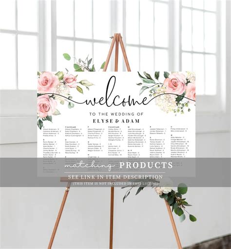 Printable Blush Floral Wedding Seating Chart Wedding Table Etsy