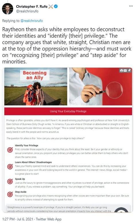 Raytheon orders workers to identify their privilege in leaked woke training manual | Daily Mail ...