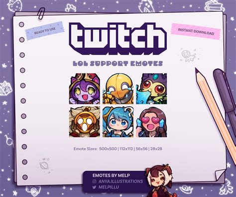 SUPPORT EMOTES 6 Twitch Discord YouTube Cute League Of Legends Emote