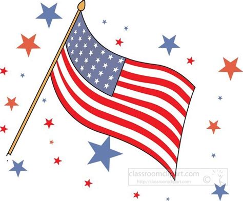 Patriotic Clipart-Waving US Flag with Stars Clipart
