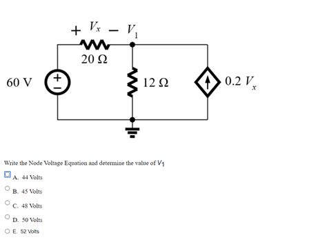 Solved Write The Node Voltage Equation And Determine The