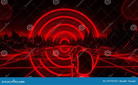 3d Red Retro Synthwave Tron Bike Vj Loop Motion Background Stock Video