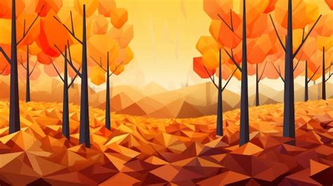 Premium AI Image | an abstract illustration of an autumn forest with trees