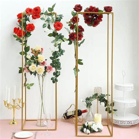 Efavormart Pack Matte Gold Wedding Flower Stand Metal Vase Column