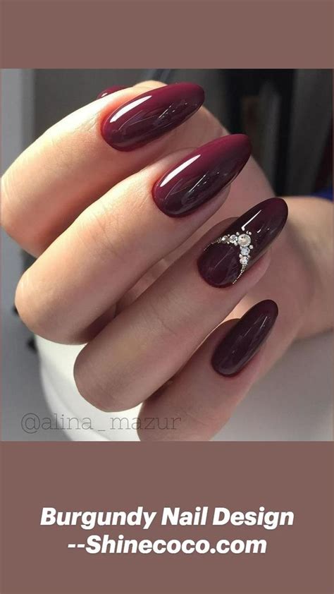 Burgundy Nail Design Shinecoco Nail Designs Nude Nail Designs