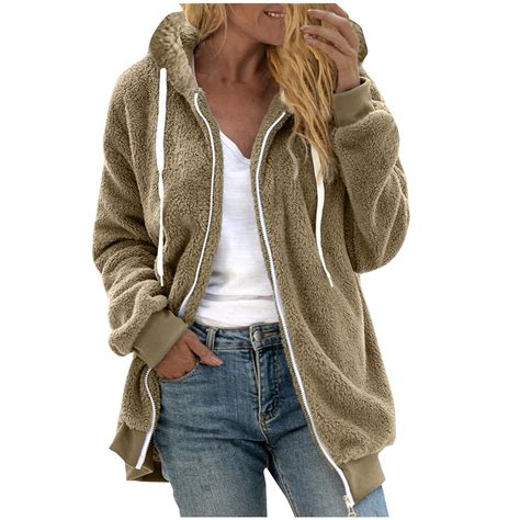 Oversized Sherpa Hoodies Womens Colorblock Faux Shearling Jacket Full