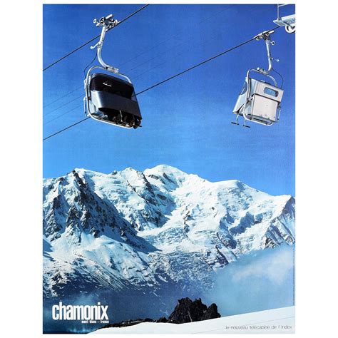 Affiche Vintage Originale Chamonix Mont Blanc France Ski Sport D