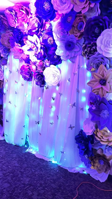 Purple And White Floral Backdrop For Sweet Party